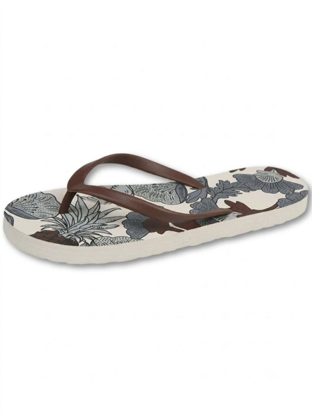 Women's Flip Flops with Floral Print, Comfortable Summer Beach Sandals Non-Slip